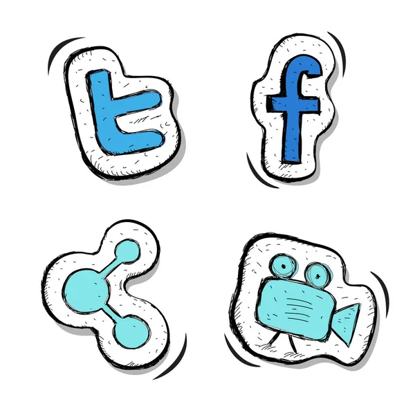Düğme kümesi. Facebook, tweeter, paylaşım, video. Ayarla