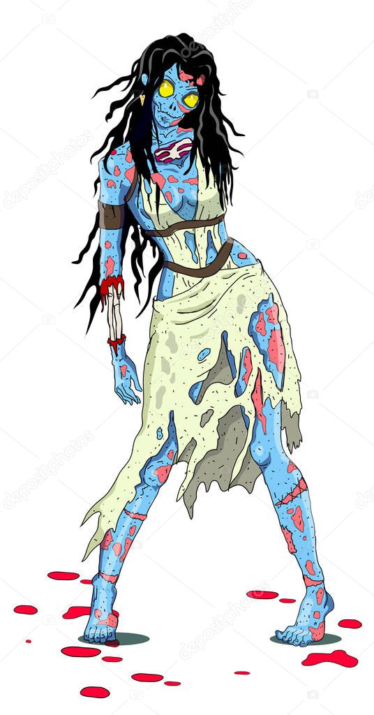 Cartoon illustration of zombi girl