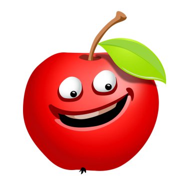 Vektör olgun elma meyve çizgi film karakteri