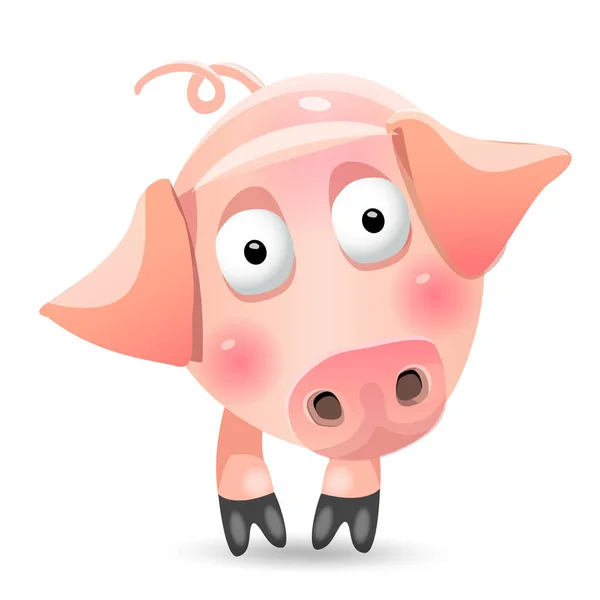 Lindo personaje de juego de cerdo flaco de dibujos animados. Ilustración vectorial, clip art, aislado sobre fondo blanco — Archivo Imágenes Vectoriales