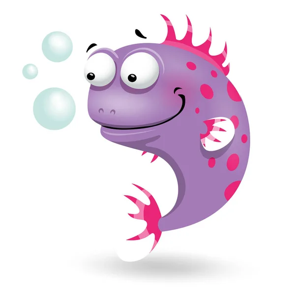 Carino fumetto personaggio pesce fumetto, isolato su sfondo bianco. Illustrazione di clip art vettoriale. Personaggio del gioco — Vettoriale Stock