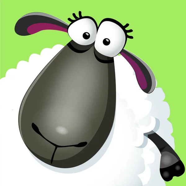 甘い面白い漫画羊 portret。白の背景にベクトル画像 — ストックベクタ