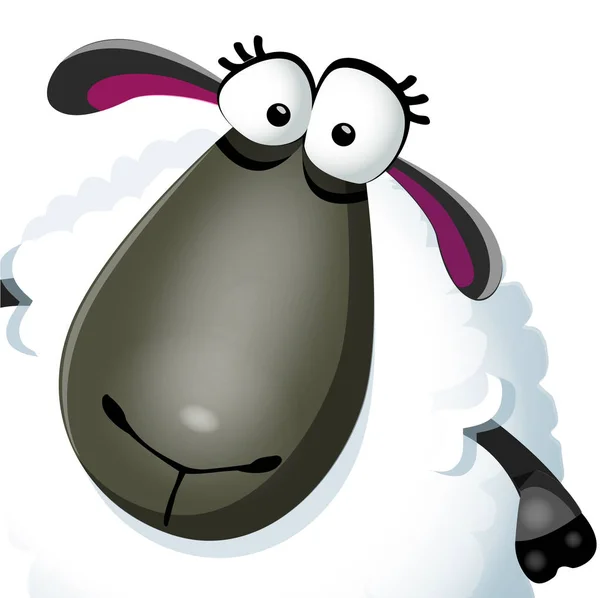 Sweet funny cartoon sheep portret kids character. Vector illustration on white background — Stock Vector