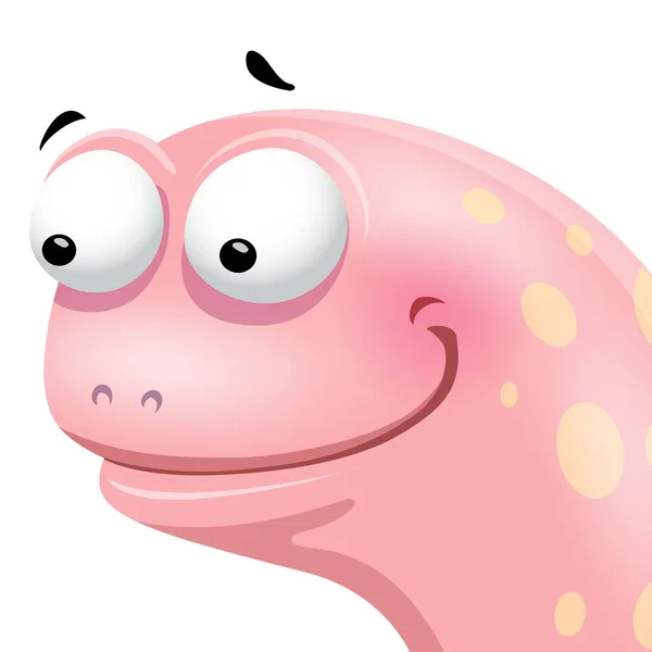 Lindo retrato de dibujos animados de gusano rosa, aislado sobre fondo blanco — Vector de stock