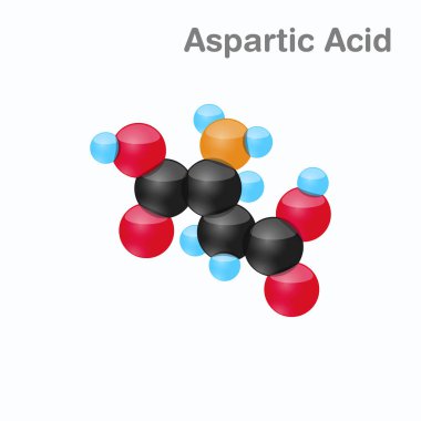 Molecule of Aspartic acid, Asp, an amino acid used in the biosynthesis of proteins clipart