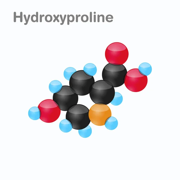 Molécula de Hydroxyproline, Hyp, un aminoácido utilizado en la biosíntesis de proteínas — Vector de stock