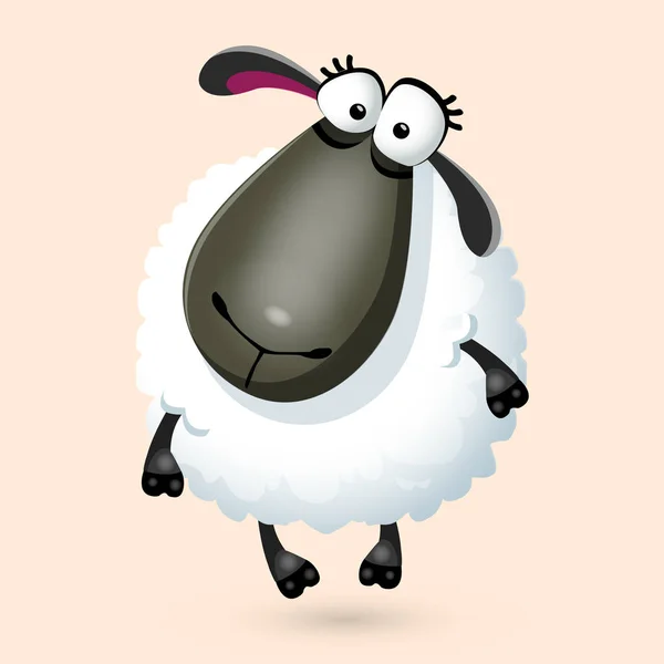 Fun cartoon sheep character. Illustration, isolated on white background — Stock Vector