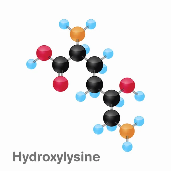Composición molecular y estructura de Hydroxylysine, Hyl, mejor para libros y educación — Vector de stock