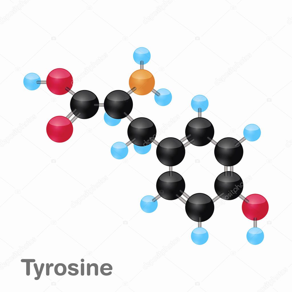 Molecular omposition and structure of Tyrosine, Tyr, best for books and education