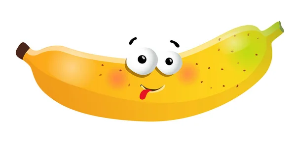 Leuk banaan stripfiguur. Vectorillustratie, geïsoleerd, clip-art op een witte achtergrond — Stockvector