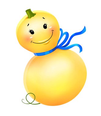 Çizgi film eğlenceli dekoratif kabak karakter, vektör çizim, izole, beyaz arka plan üzerinde