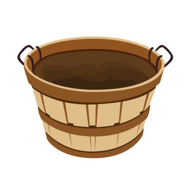 Boş çiftlik ahşap fruts ve sebzeler için basked. Vektör çizim, beyaz arka plan üzerinde izole