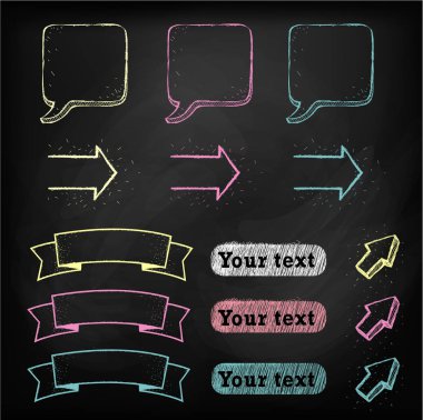 Tasarım öğeleri kümesi. Elle çizilmiş bir grafik tarzda. Vektör çizim