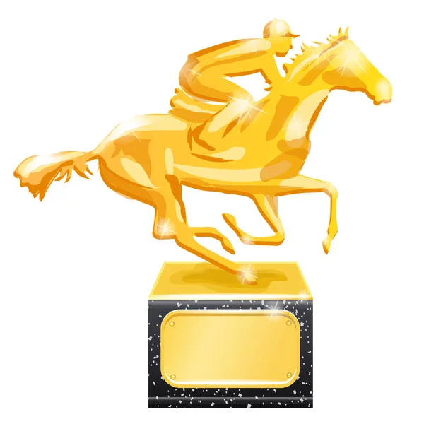 Trofeo de oro. Carreras de caballos. Ilustración vectorial, aislada sobre fondo blanco — Vector de stock