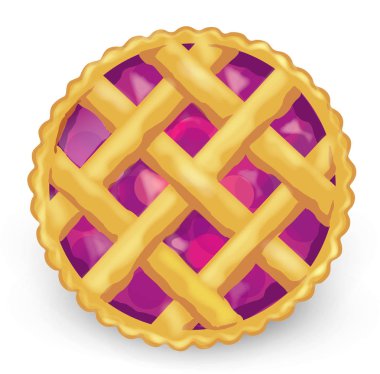 Yuvarlak meyveli kek. Vektör illüstrasyon izole beyaz zemin üzerinde. 3D stile