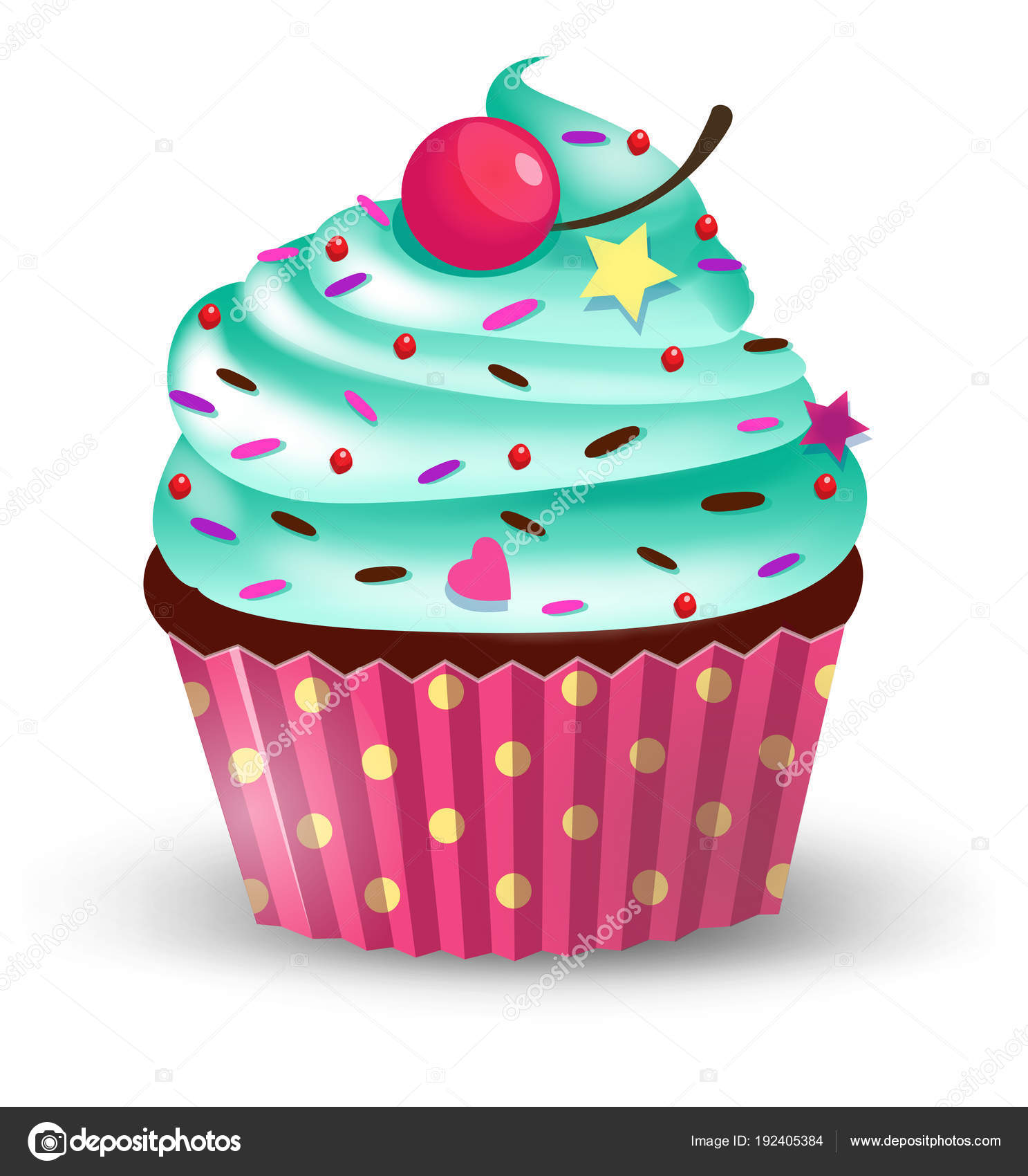 Clipart: cute cartoon cupcake | Handmade cute cartoon cup cake with