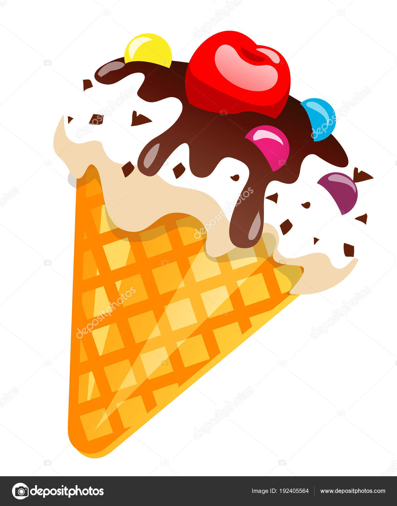 Clipart Ice Cream Ice Cream Cone With Chocolate And Cherry Vector Illustration Clip Art Isolated On White Background Stock Vector C Ira Pavlovich Ukr Net