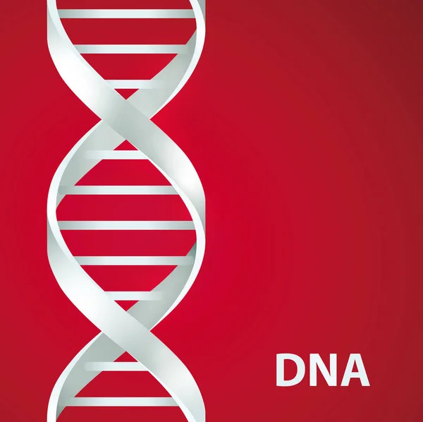 Серебряная ДНК. 3d стиль, векторная иллюстрация, выделенный на красном фоне — стоковый вектор