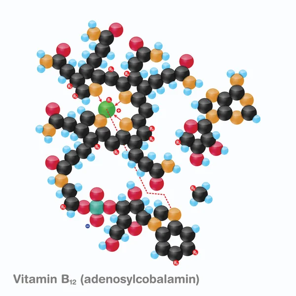 Sfera witaminy B12 (adenozylokobalamina) — Wektor stockowy