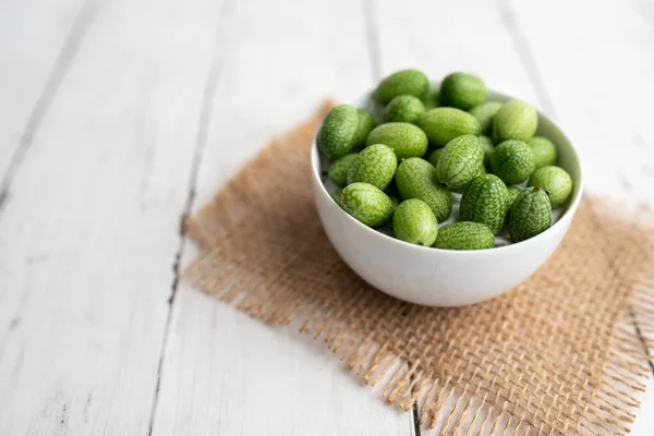 Cucamelones Recién Cosechados Pepino Pepinillo Agrio Mexicano Melón Ratón Pepinos — Foto de Stock