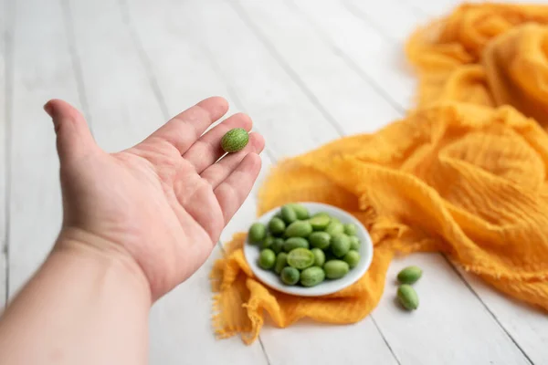 Cucamelones Recién Cosechados Pepino Pepinillo Agrio Mexicano Melón Ratón Pepinos — Foto de Stock