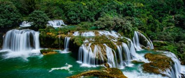 Ban Gioc Waterfall - Detian waterfall Ban Gioc Waterfall is the most magnificent waterfall in Vietnam, located in Dam Thuy Commune, Trung Khanh District, Cao Bang clipart