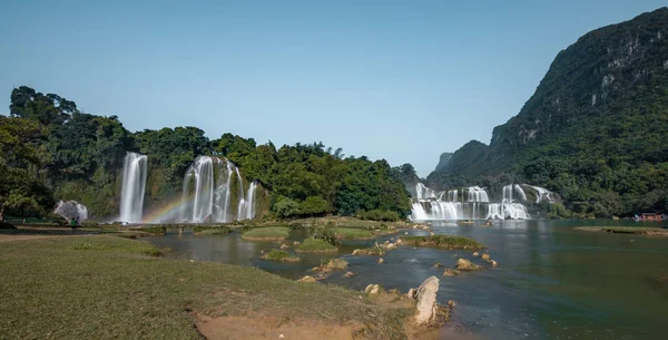 Ban Gioc - Detian waterfallBan Gioc Waterfall is the most magnificent waterfall in Vietnam, located in Dam Thuy Commune, Trung Khanh District, Cao Bang. Ban Gioc Waterfall consists of two parts, the main part of the border between Vietnam and China,