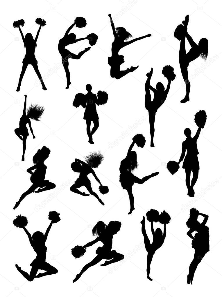 Cheerleader gesture silhouette. Good use for symbol, logo, web icon, mascot, sign, or any design you want.