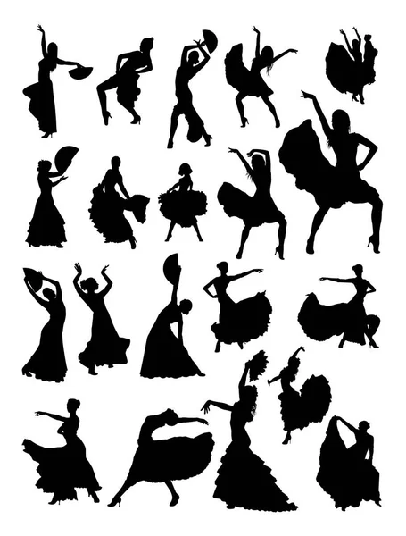 Flamenko Dansçısı Ayrıntı Siluet Vektör Illüstrasyon Sembol Logo Web Simgesi — Stok Vektör