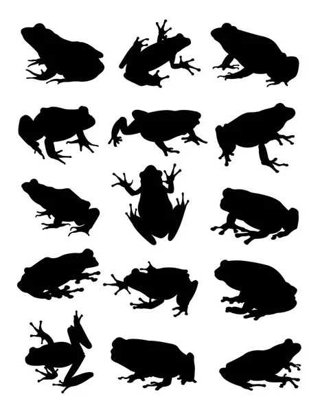 青蛙细节剪影 良好的使用符号 网页图标 吉祥物 或任何你想要的设计 — 图库矢量图片