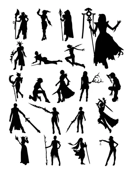 Cosplay Pose Detalle Silueta Vector Ilustración Buen Uso Para Símbolo — Archivo Imágenes Vectoriales