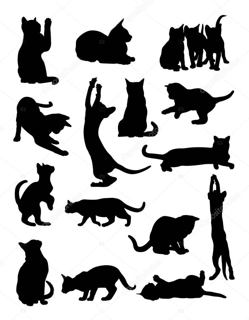 Cats pose detail silhouette. Vector, illustration. Good use for symbol, logo, web icon, mascot, sign, or any design you want.