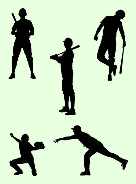 Baseballový Hráč Silueta Dobré Využití Pro Symbol Logo Web Ikony — Stockový vektor