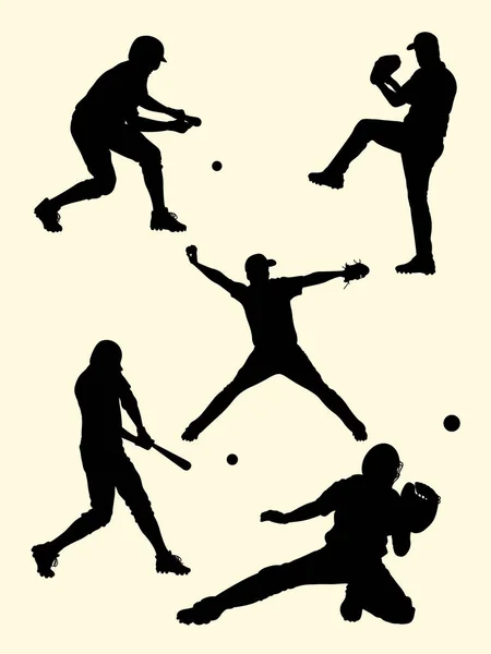 Sagoma Gesto Giocatore Baseball Buon Uso Simbolo Logo Icona Web — Vettoriale Stock