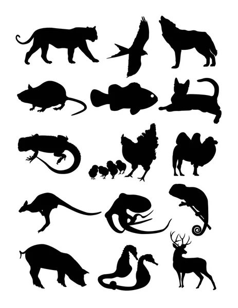 Set Animal Silhouette Good Use Symbol Logo Web Icon Mascot — Stock Vector