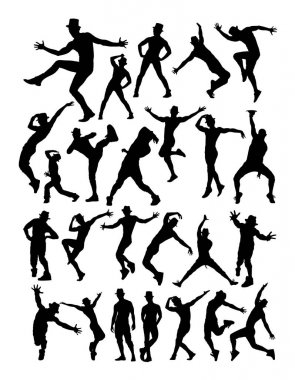 Erkek dansçı siluet. Sembol, logo, web simgesi, maskot, işaret veya herhangi bir tasarım için iyi kullanmak istiyorum.
