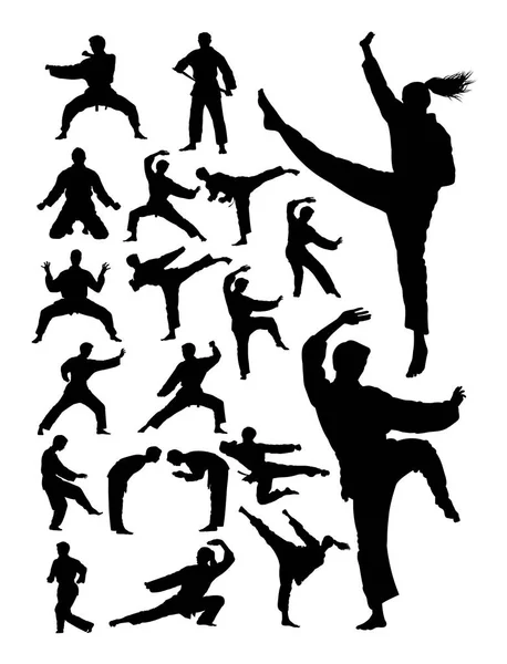 Karate Krijgskunst Silhouet Goed Gebruik Voor Symbool Logo Web Pictogram — Stockvector