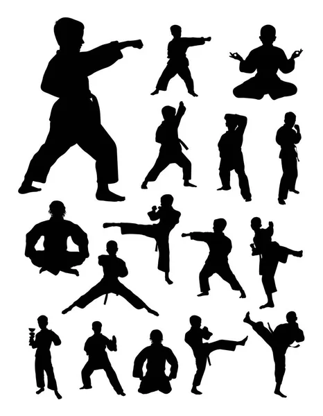 Kinder Trainieren Karate Silhouette Gute Verwendung Für Symbol Logo Websymbol — Stockvektor