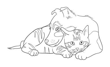 Kedi ve köpek çizgi resimler 14. Vektör, illüstrasyon. Sembol, logo, web simgesi, maskot, işaret, boyama veya istediğiniz herhangi bir tasarım için iyi kullanmak.