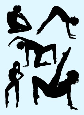 Balerin jest siluet 02. Sembol, logo, web simgesi, maskot, işaret veya herhangi bir tasarım için iyi kullanmak istiyorum.