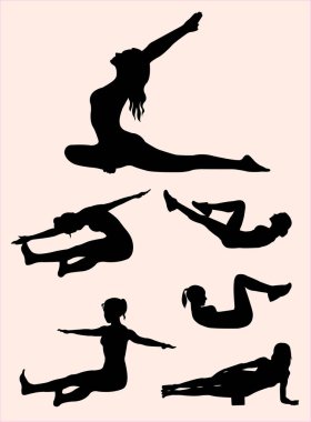 Pilates gesture silhouette 01. Good use for symbol, logo, web icon, mascot, sign, or any design you want. clipart