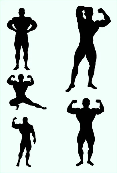 Body Builder Silhouette Good Use Symbol Logo Web Icon Mascot — Stock Vector