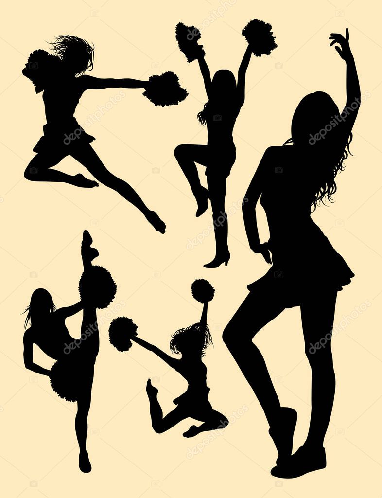 Cheerleader silhouette 03. Good use for symbol, logo, web icon, mascot, sign, or any design you want.