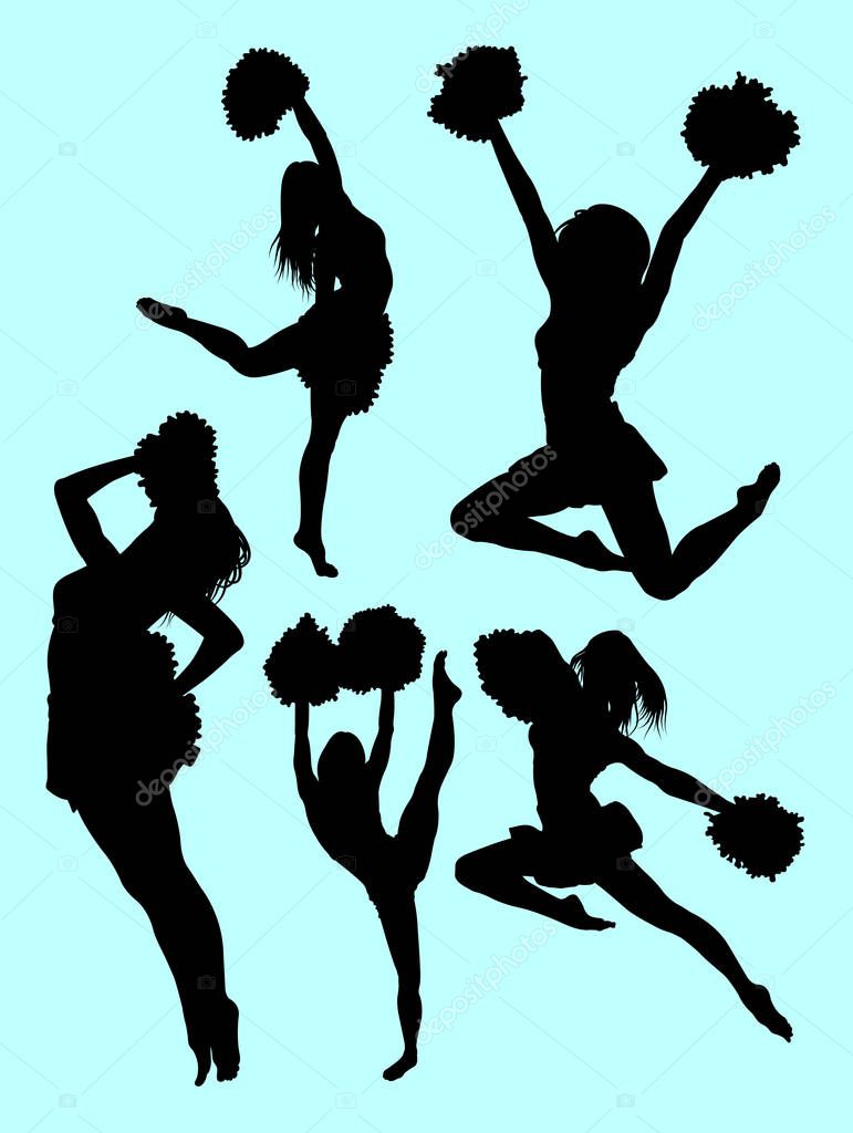 Cheerleader silhouette 06. Good use for symbol, logo, web icon, mascot, sign, or any design you want.
