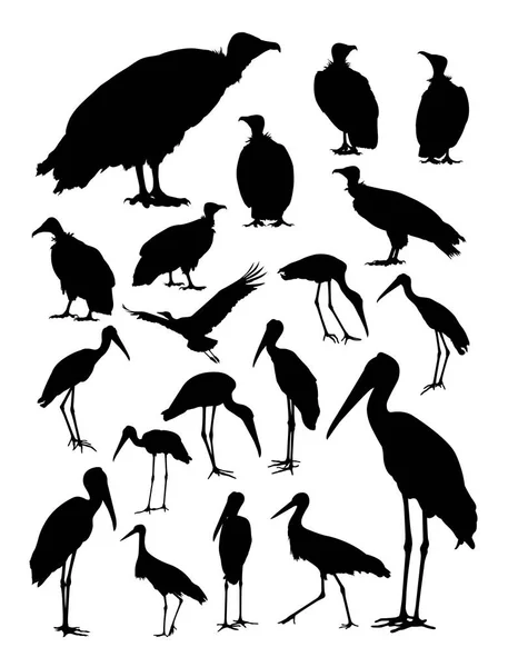 鹳和秃鹫的剪影 良好的使用符号 网页图标 吉祥物 或任何你想要的设计 — 图库矢量图片