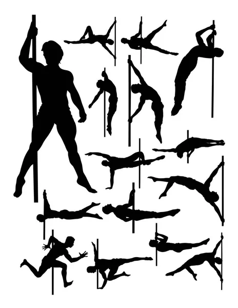 Silhouette Pole Dance Masculine Bon Usage Pour Symbole Logo Icône — Image vectorielle