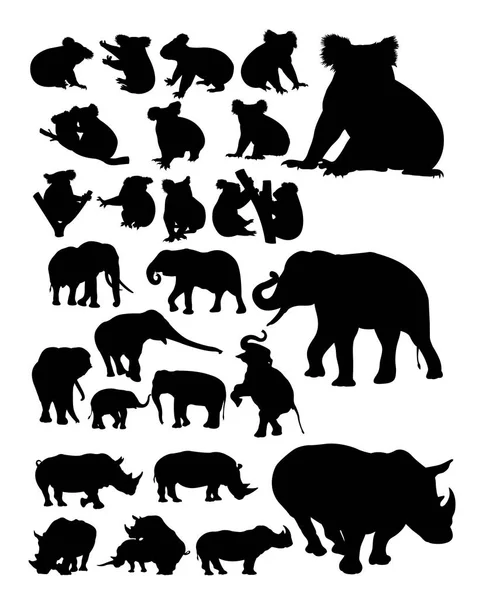 Διάφορα Ζώα Σιλουέτα Καλή Χρήση Συμβόλου Λογότυπου Εικονίδιο Web Μασκότ — Διανυσματικό Αρχείο