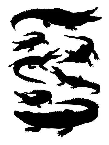 鳄鱼动物剪影01 良好的使用符号 网页图标 吉祥物 或任何你想要的设计 — 图库矢量图片
