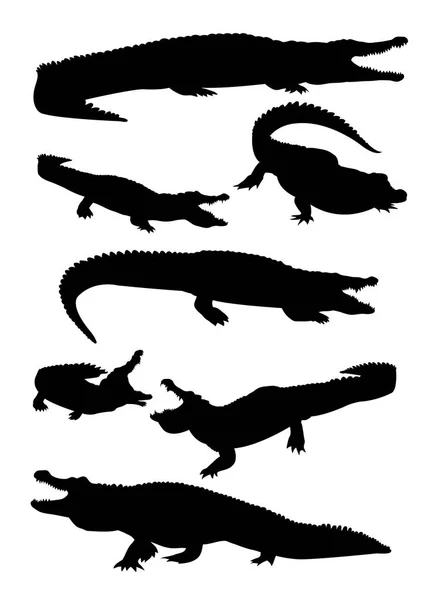 鳄鱼动物剪影02 良好的使用符号 网页图标 吉祥物 或任何你想要的设计 — 图库矢量图片