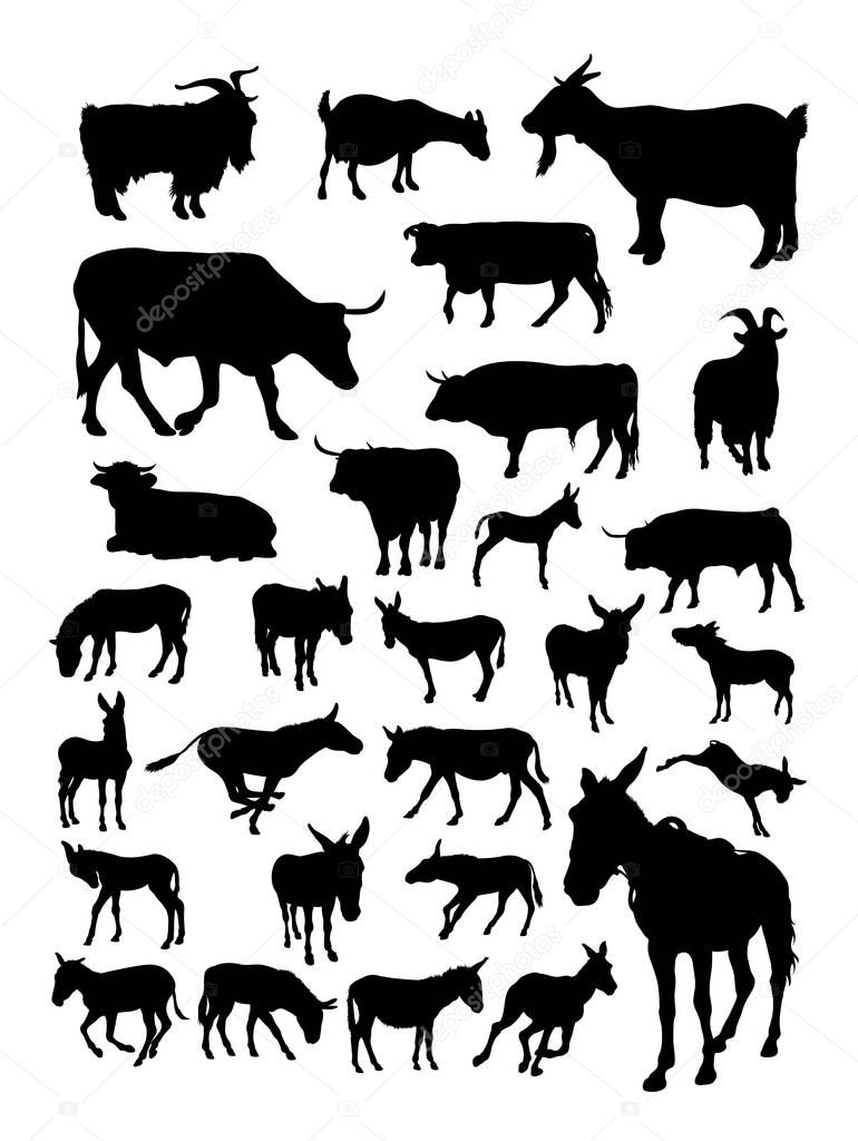 Goat, cow, donkey silhouette. Good use for symbol, logo, web icon, mascot, sign, or any design you want.